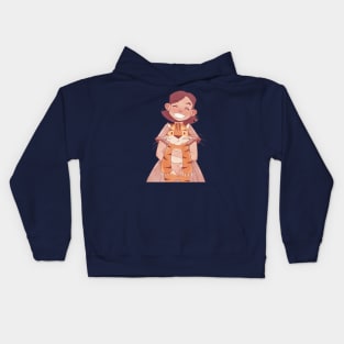 Girl and tiger friendship Kids Hoodie